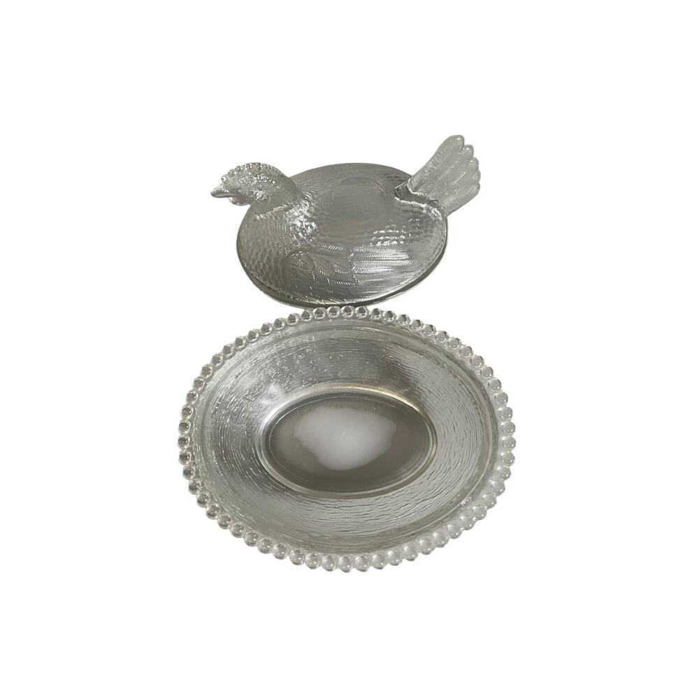 Vintage Indiana Glass Clear Hen On Nest Candy Dish Primitive CottageCore - Picture 6 of 9